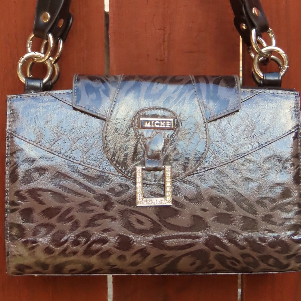Miche Shiny Brown Animal Print Shoulder Bag